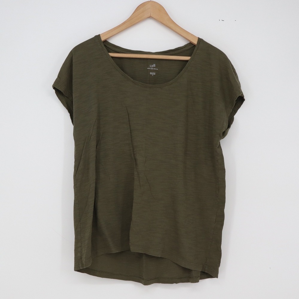 J. Jill T-Shirt Womens S Scoop-Neck Slub Tee Olive Green Short Sleeve Excellent